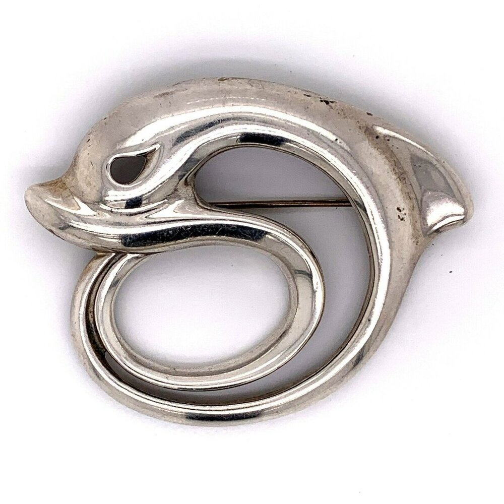 Designer Sterling Silver Dolphin Brooch Pin! 244‎